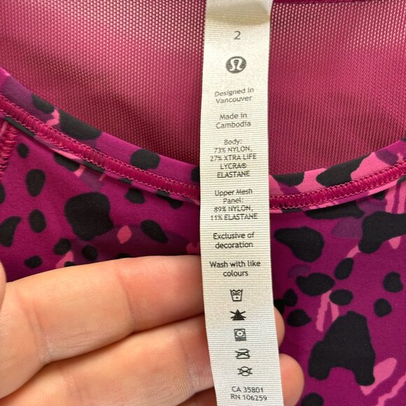 Pre-worn MINT Lululemon Women's Size 2 Pink Pattern Tank Top - Picture 4 of 8